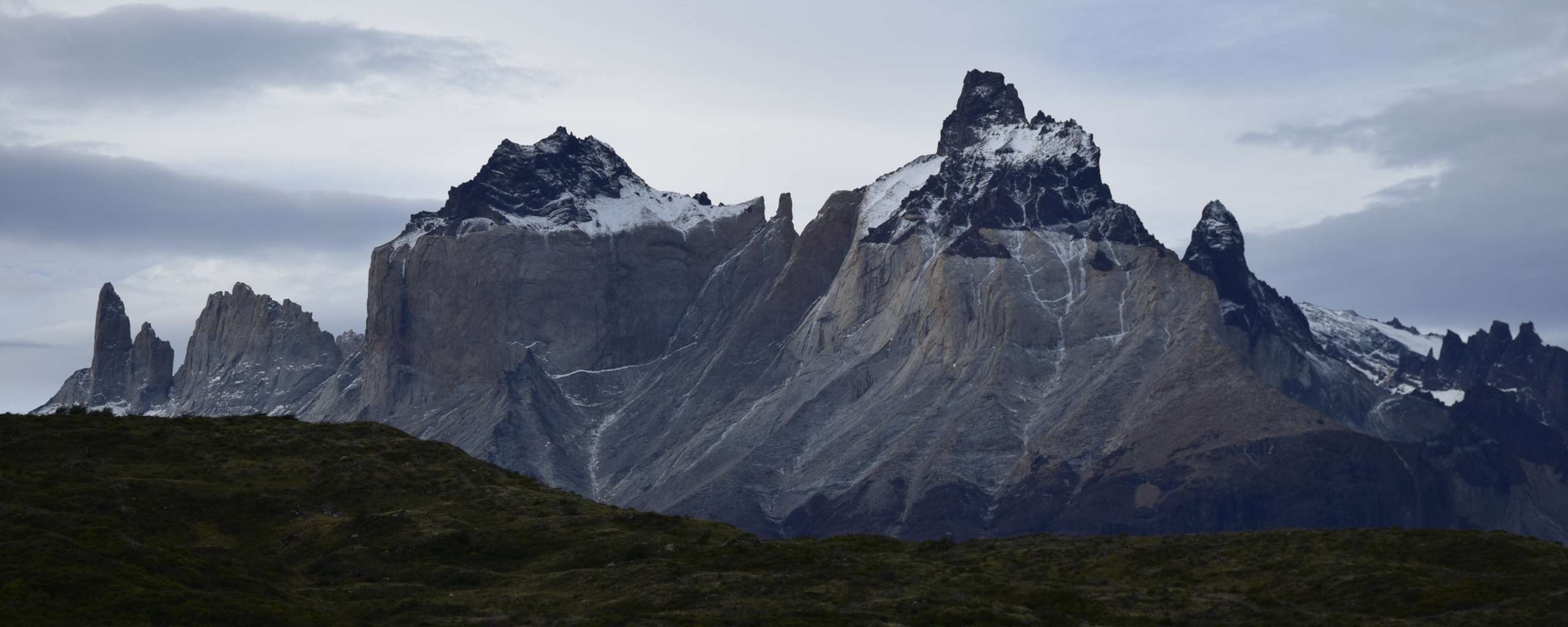 View of the Paine massif with Cuerno Oriental, Principal and Norte